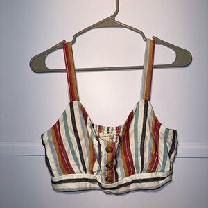 Striped Button-Front Crop Top